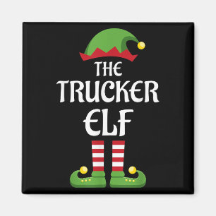 Trucker Elf Family Matching Group Christmas Magnet