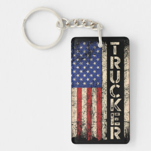 Trucker Flag Key Ring