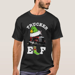 Trucker Gifts Christmas Elf 18 Wheel Tractor Trail T-Shirt