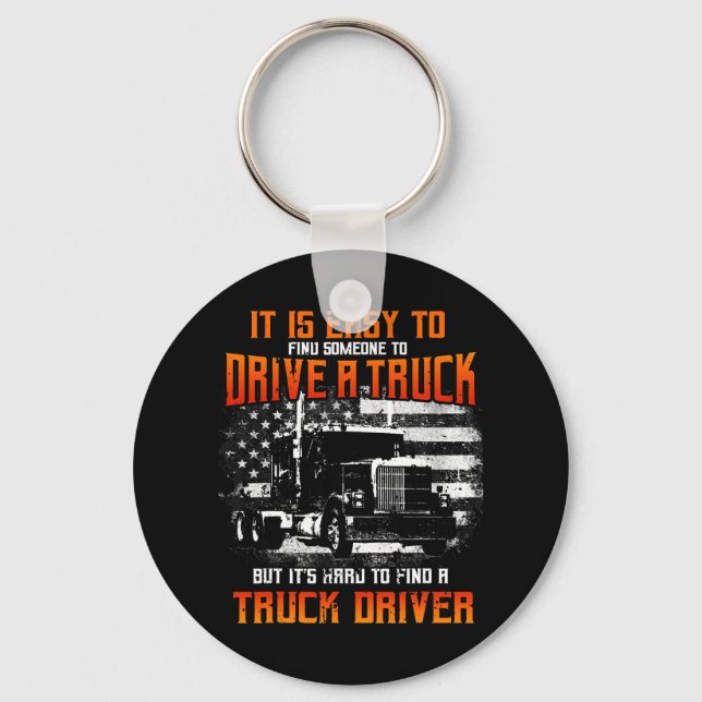 Trucker Gifts Tractor Trailer Truck 18 Wheeler Har Key Ring (Front)
