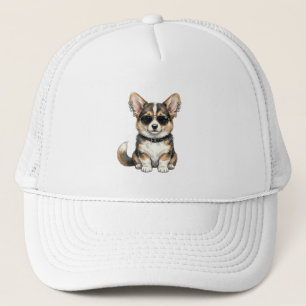Trucker Hat Punk Corgi in Sunglasses Edgy Dog Art