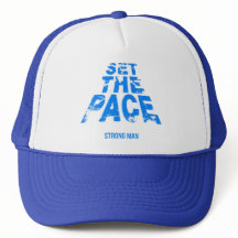 trucker hat set the pace blue
