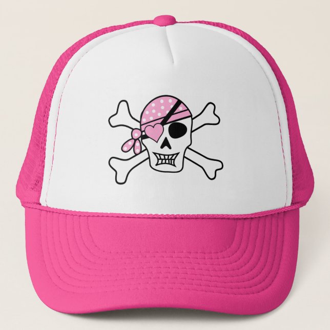 Trucker Hat/Skull with Crossbones and Heart Hat (Front)