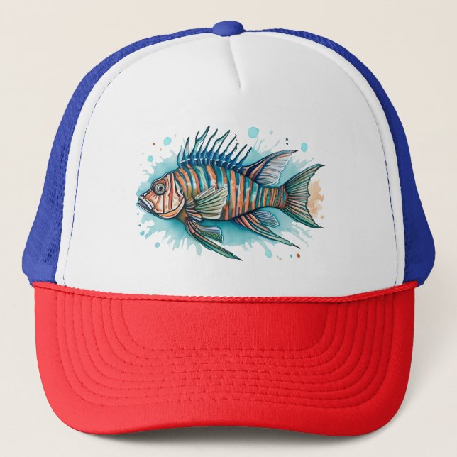 Trucker Hat - Watercolor Series: Lionfish (Front)