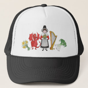 Trucker Hat: Welsh, Daffodils, Dragon, Leeks, Harp Hat