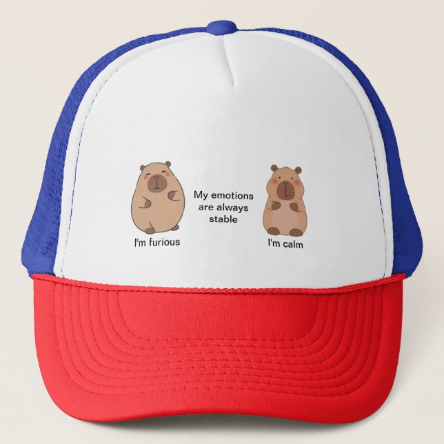Trucker Hat with cute bear cartoon and message (Front)