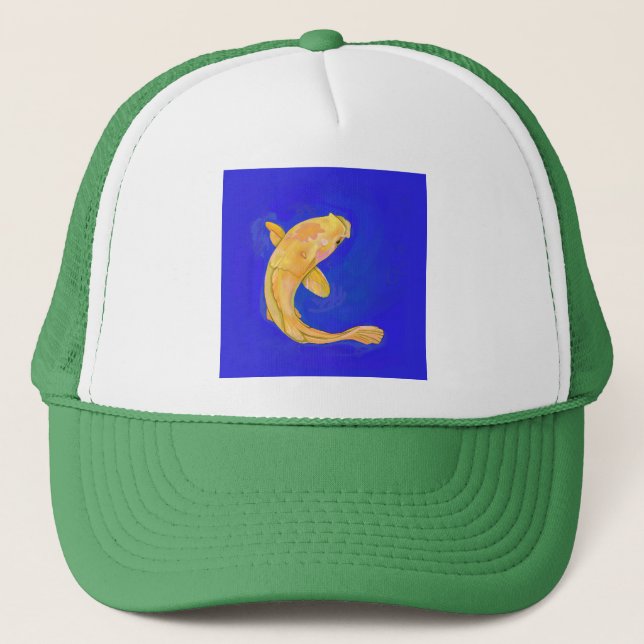 Trucker Hat with Orange Fish  (Front)
