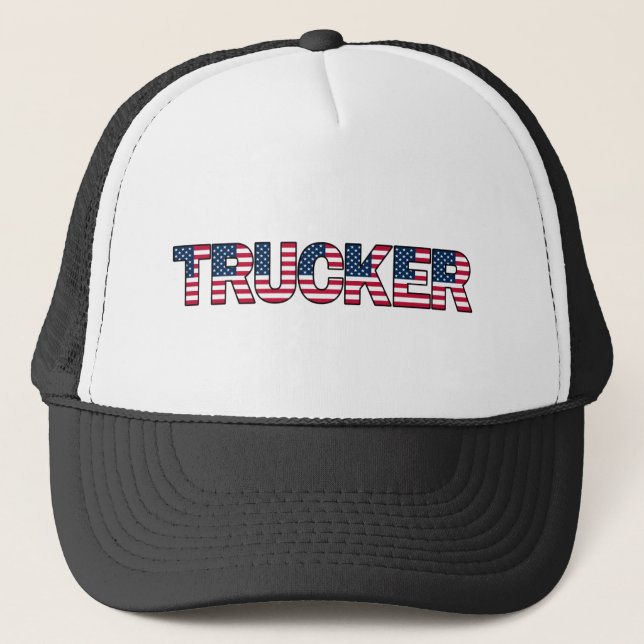 Trucker Letters American Flag Patriotic Road Pride Hat (Front)