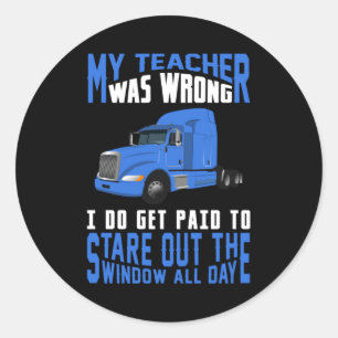 Trucker Love Truck Driver Trucks Funny Gift Idea Classic Round Sticker