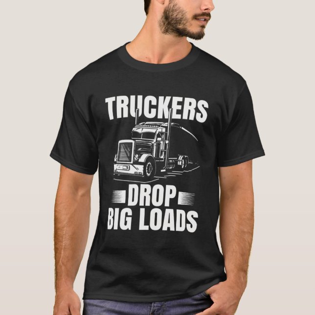 Trucker  Men Truck Driver Husband Semi Trailer  5 T-Shirt (Front)