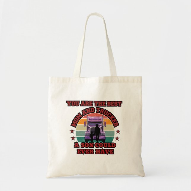 Trucker Mother Son Bond Family Road Love Design Tote Bag (Front)