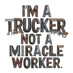 Trucker not a miracle worker classic round sticker