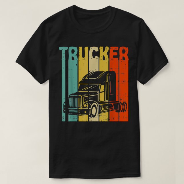 Trucker Retro Truckin Big Rig Semi Trailer Truck D T-Shirt (Design Front)