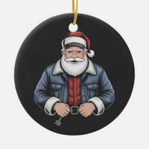 Trucker Santa Claus Funny Truck Driving Christmas  Ceramic Tree Decoration