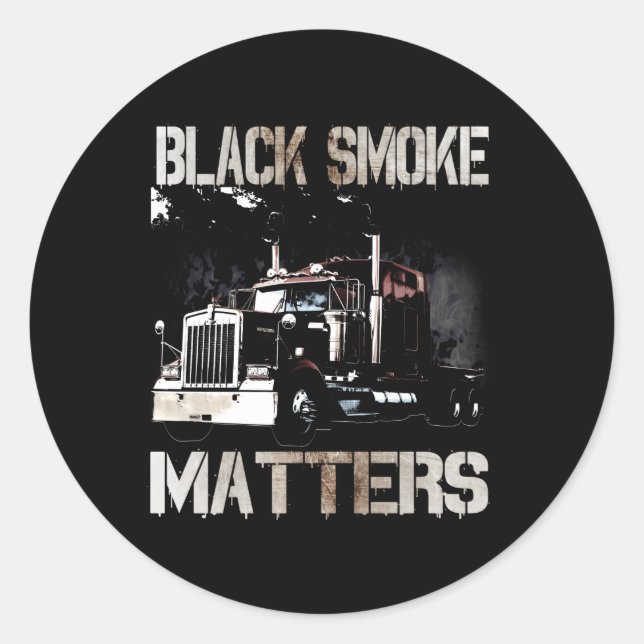 Trucker Tractor Trailer 18 Wheeler On Back Classic Round Sticker (Front)