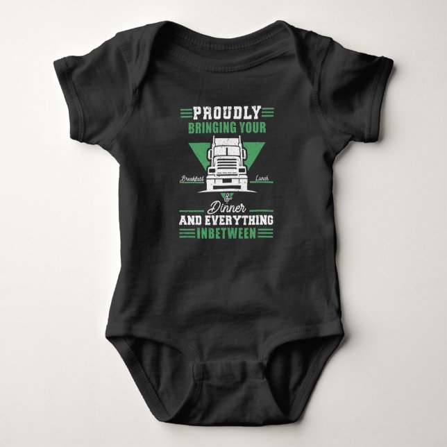 Trucker Truck Driver Bringing Your Breakfast, Baby Bodysuit (Front)