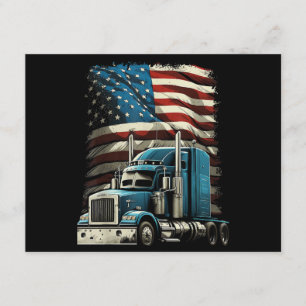 Trucker US American Flag For Patriotic Truck Drive Enclosure Card