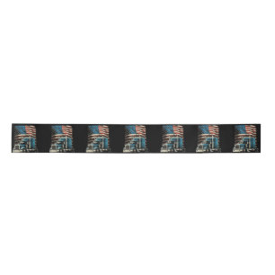 Trucker US American Flag For Patriotic Truck Drive Satin Ribbon