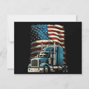 Trucker US American Flag For Patriotic Truck Drive Thank You Card