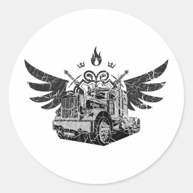 Trucker Wings Classic Round Sticker (Front)