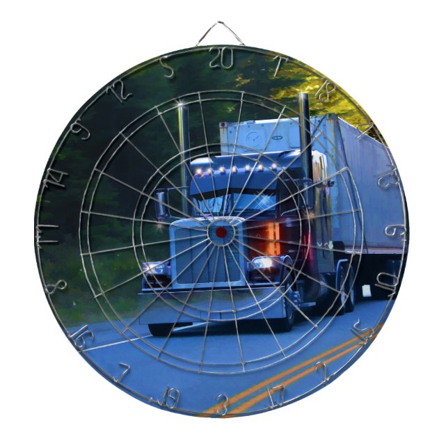 Truckers, Big Rig Cargo Truck Art Dartboard (Front)