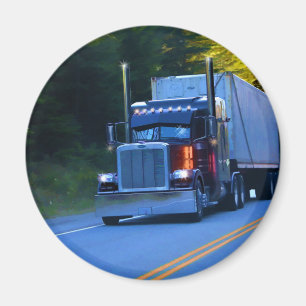 Truckers, Big Rig Cargo Truck Art Magnet