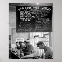Trucker's Cafe, 1940. Vintage Photo