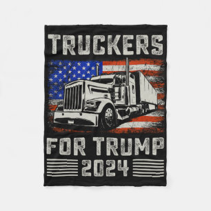 Truckers For Trump American Flag - Trump Vintage F Fleece Blanket
