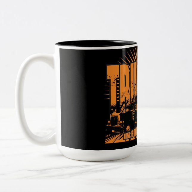 Truckers Long Haul Transport Two-Tone Coffee Mug (Left)