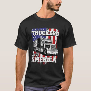 Truckers Move America American Flag Semi Truck Dri T-Shirt