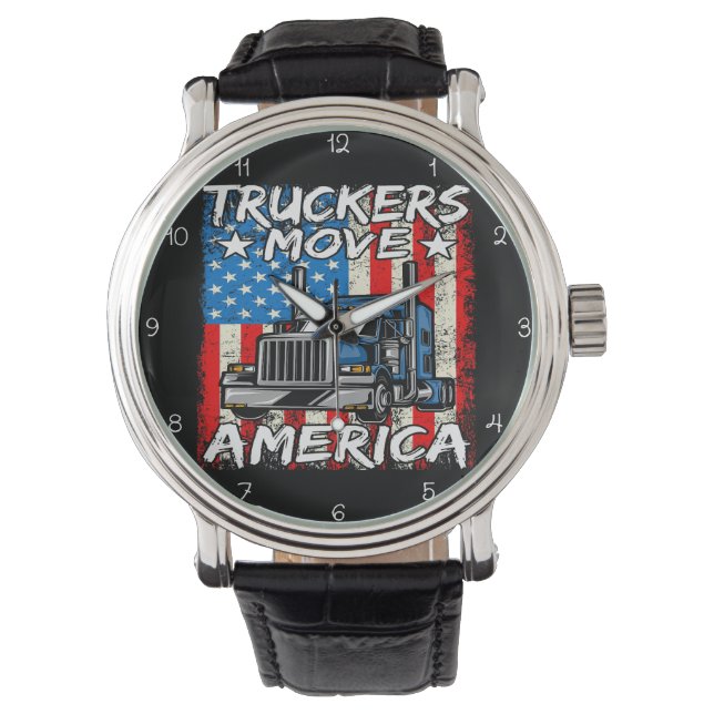 Truckers Move America: Distressed Flag Style Watch (Front)