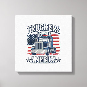 Truckers Move America Vintage Truck Shirt Design_1 Canvas Print