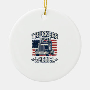 Truckers Move America Vintage Truck Shirt Design_1 Ceramic Tree Decoration