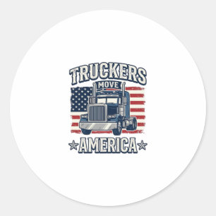 Truckers Move America Vintage Truck Shirt Design_1 Classic Round Sticker