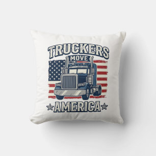 Truckers Move America Vintage Truck Shirt Design_1 Cushion