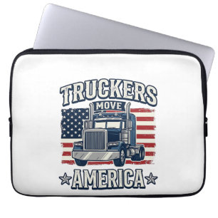 Truckers Move America Vintage Truck Shirt Design_1 Laptop Sleeve