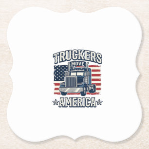 Truckers Move America Vintage Truck Shirt Design_1 Paper Coaster