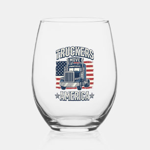Truckers Move America Vintage Truck Shirt Design_1 Stemless Wine Glass