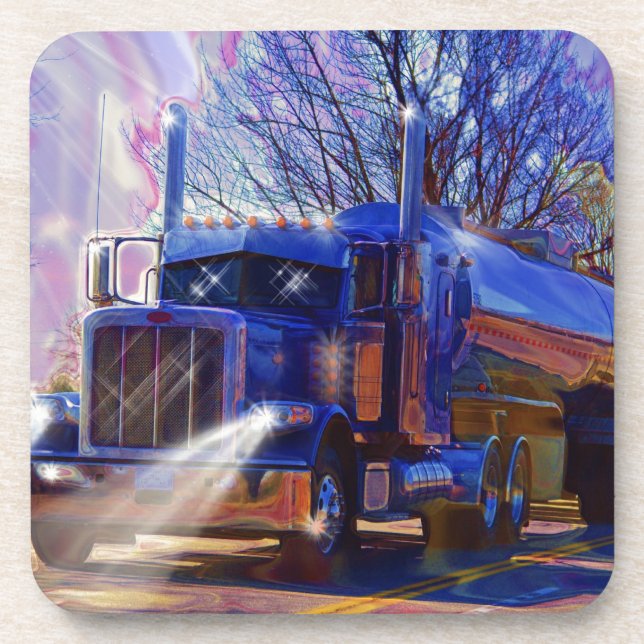 Truckers Tanker Lorry Heavy Transport Gift Coaster (Front)