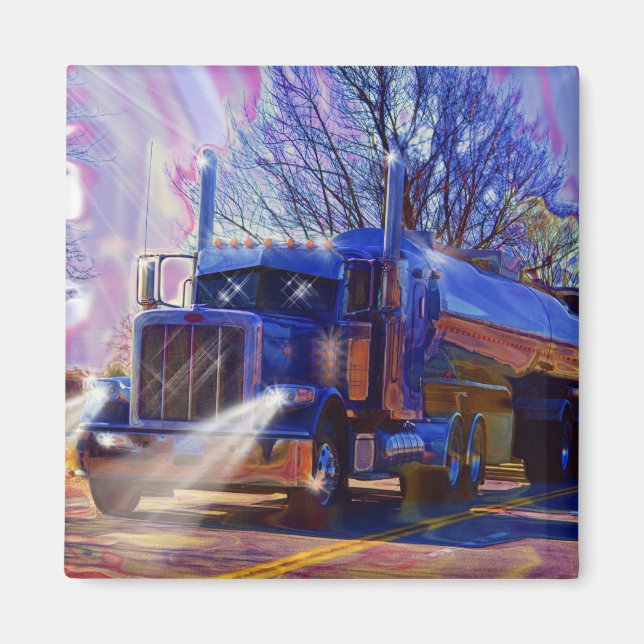 Truckers Tanker Lorry Heavy Transport Gift Magnet (Front)