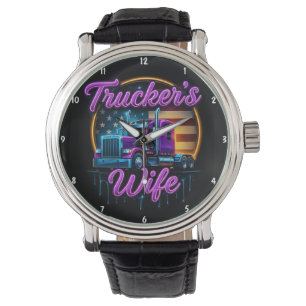 Trucker's Wife: Neon Flag, Gold Rim Watch