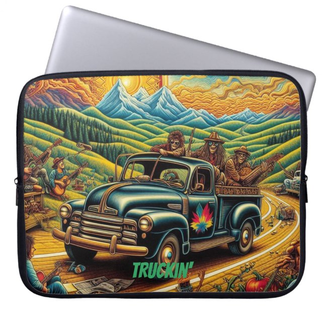 Truckin' - Sun-Kissed Road Trip Laptop Sleeve (Front)