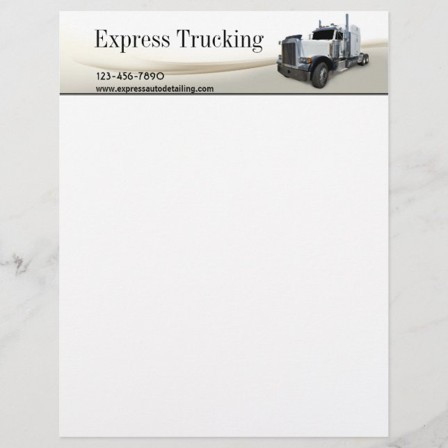 Trucking Company Personalized Letterhead (Front)
