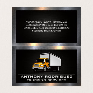 Trucking Services Metallic Border Business Card