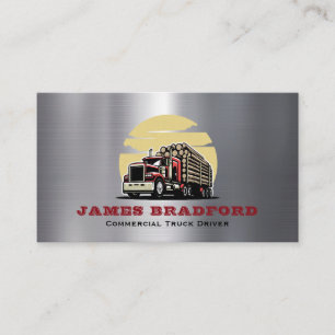 Trucking Transport Metal Log Trucker Company Business Card