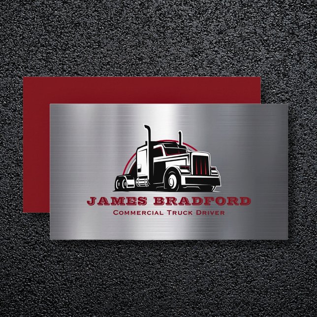 Trucking Transport Metal Trucker Company Business Card (Creator Uploaded)