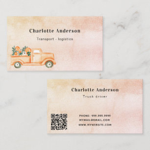 Trucking transport service female QR code Business Card