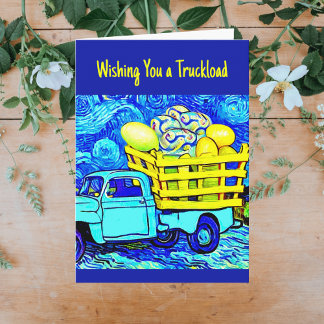 Truckload of Easter Wishes - Van Gogh Style eggs Card