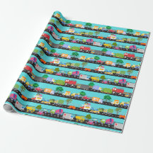 Trucks and Cars Kids Transportation Wrapping Paper