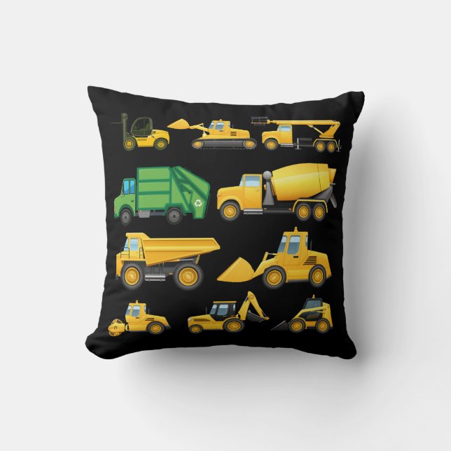 Trucks And Diggers Toddlers Construction Cushion (Front)